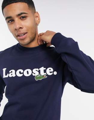 фото Темно-синий свитшот с большим логотипом-крокодилом lacoste