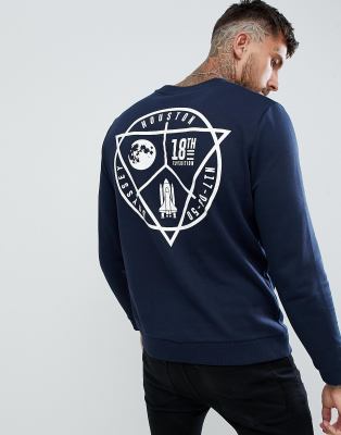 фото Темно-синий свитшот с принтом на спине и груди asos design