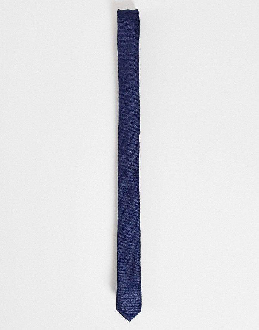 фото Темно-синий узкий галстук asos design