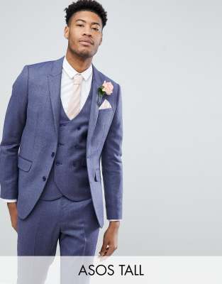 фото Темно-синий узкий пиджак из 100% мериносовой шерсти asos tall wedding asos design