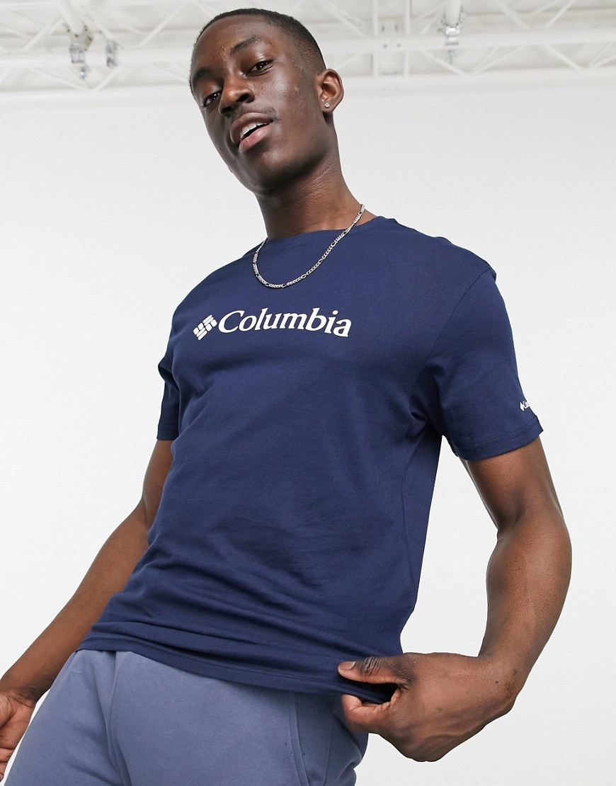 фото Темно-синяя базовая футболка с логотипом columbia csc-темно-синий
