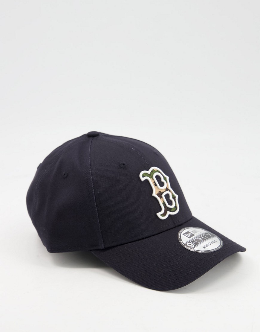 фото Темно-синяя бейсболка с камуфляжным логотипом команды "boston red sox" new era 9forty-темно-синий