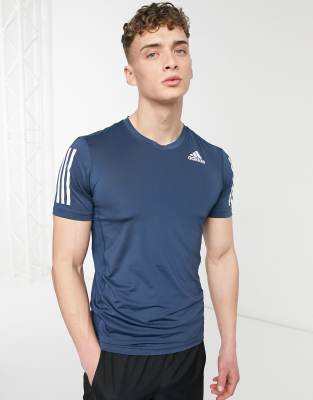 фото Темно-синяя футболка с 3 полосками adidas training-темно-синий adidas performance