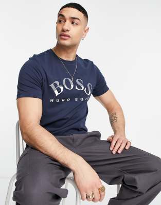 фото Темно-синяя футболка с логотипом boss athleisure tee 1-темно-синий