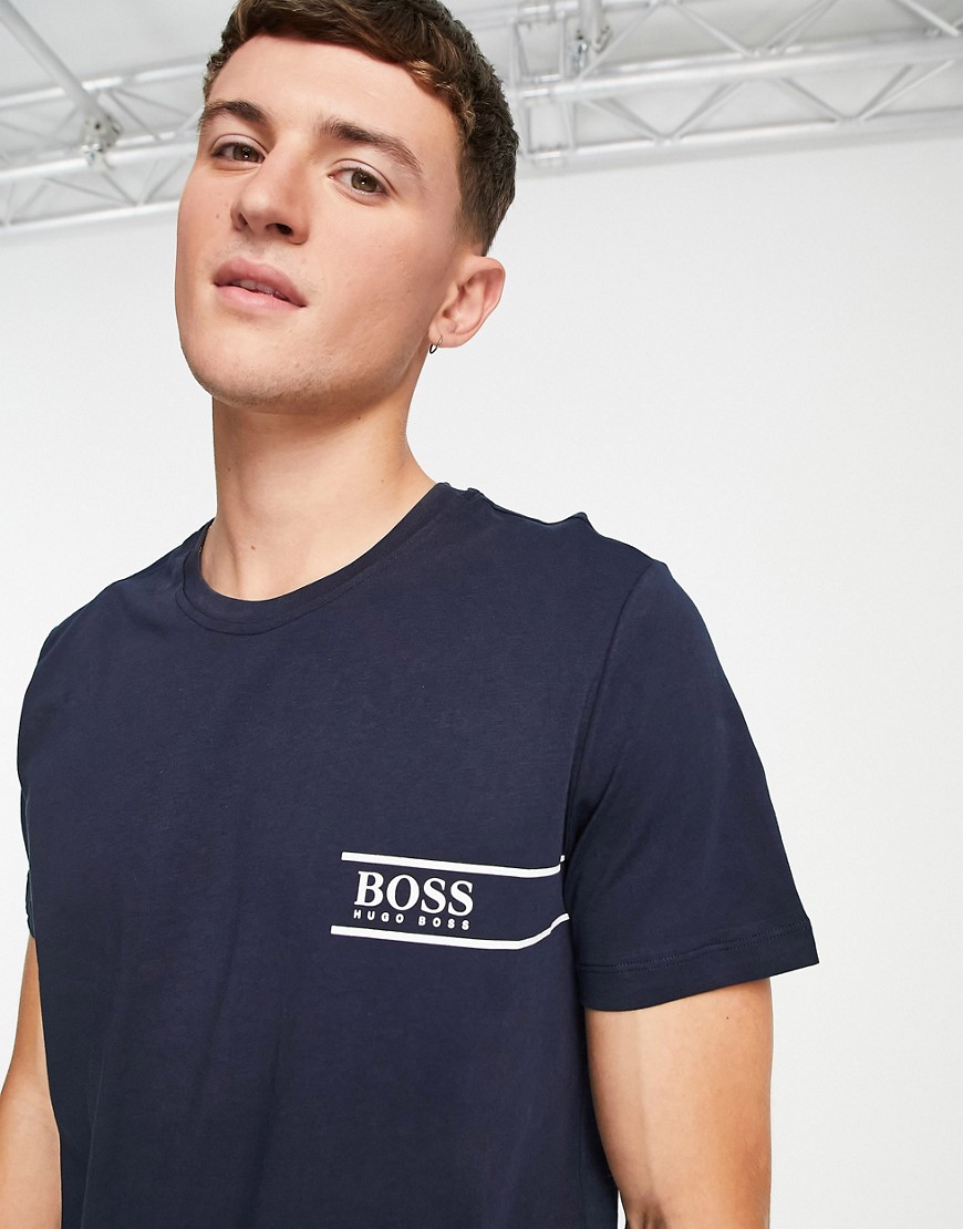 фото Темно-синяя футболка с логотипом boss-темно-синий boss bodywear