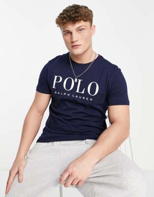 фото Темно-синяя футболка с логотипом спереди polo ralph lauren-темно-синий