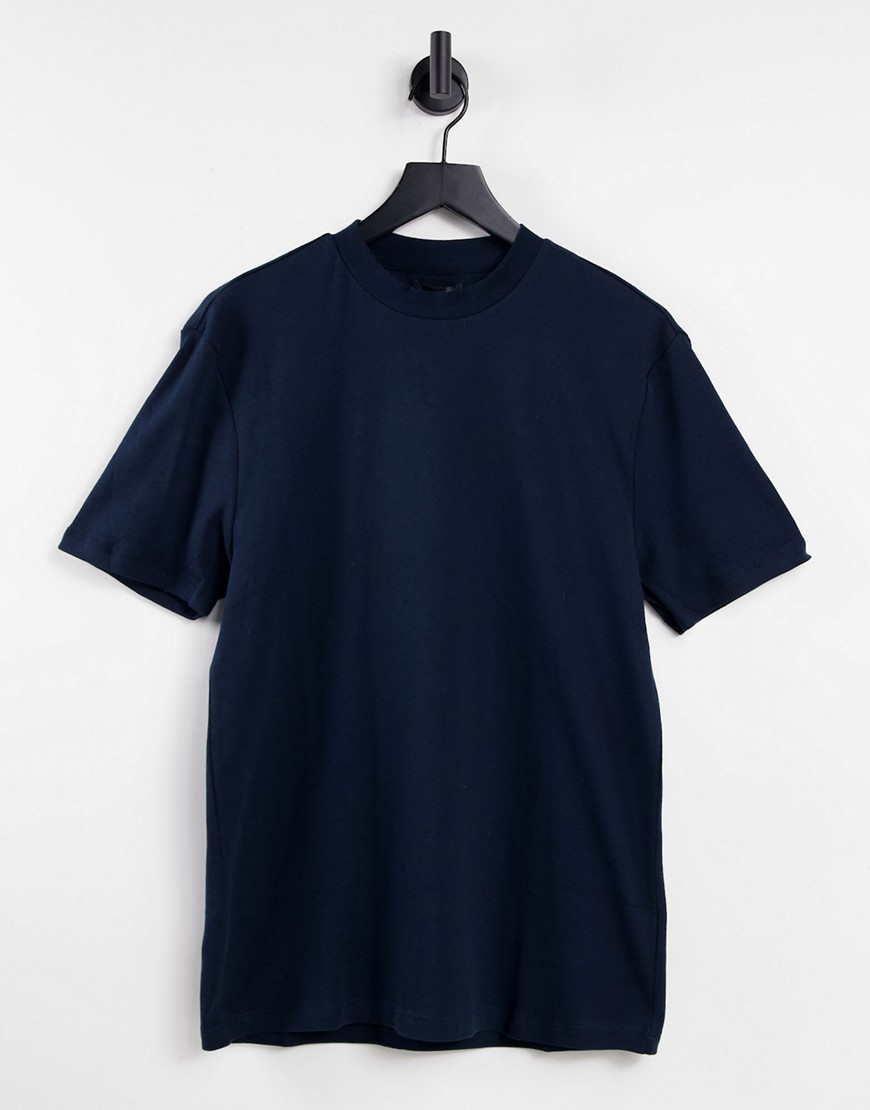фото Темно-синяя футболка с высоким воротником river island-темно-синий