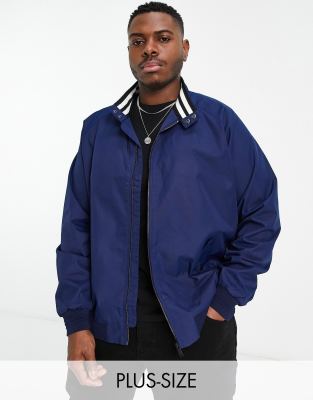 Темно-синяя куртка Харрингтон Burton Menswear Big & Tall-Темно-синий