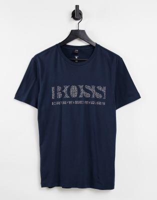 фото Темно-синяя с белым футболка с крупным логотипом boss athleisure tee pixel 1-темно-синий