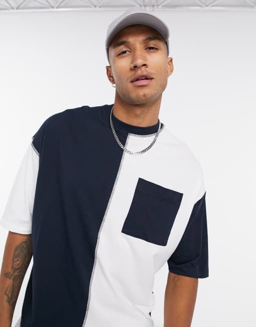 Темно-синяя свободная футболка с рукавами длиной до локтя ASOS DESIGN ...