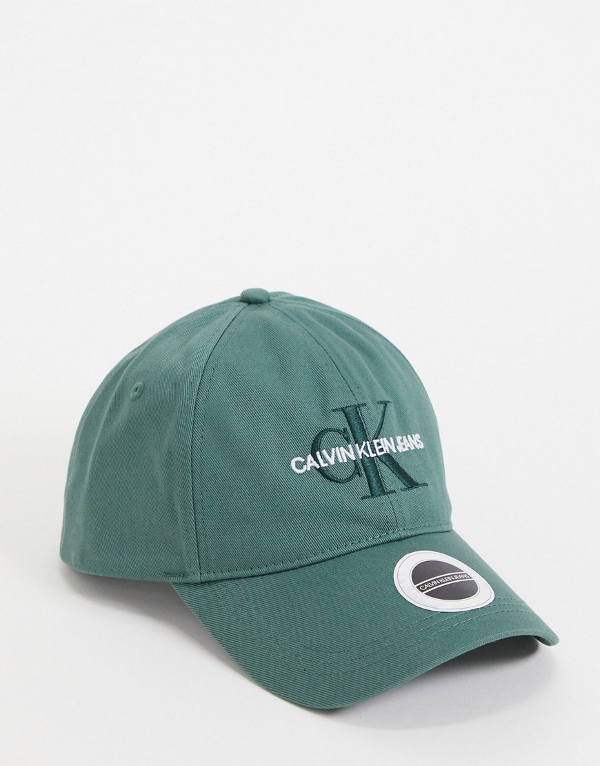 фото Темно-зеленая кепка с вышитым логотипом-монограммой calvin klein jeans-зеленый цвет