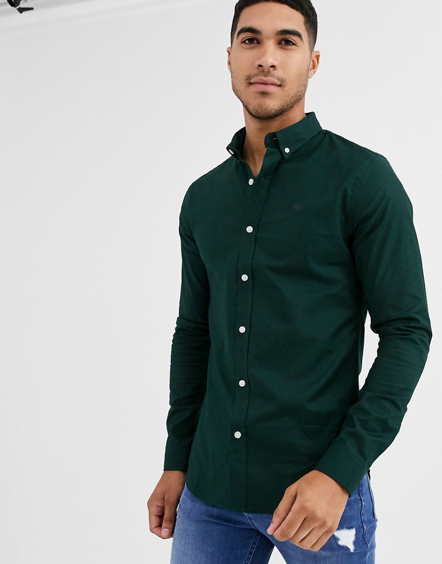 фото Темно-зеленая обтягивающая оксфордская рубашка new look-зеленый