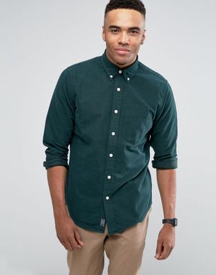 фото Темно-зеленая оксфордская рубашка слим abercrombie & fitch-зеленый