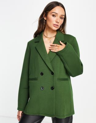 Темно-зеленый трикотажный oversized-блейзер от комплекта Extro & Vert-Зеленый цвет