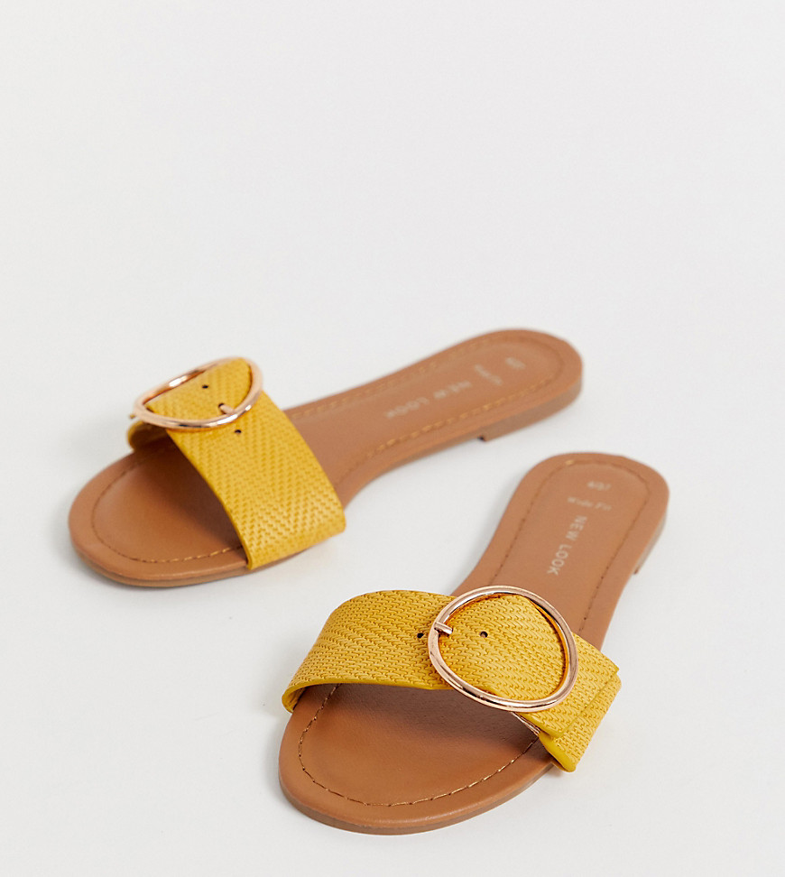 фото Темно-желтые босоножки для широкой стопы с кольцами new look-желтый new look wide fit