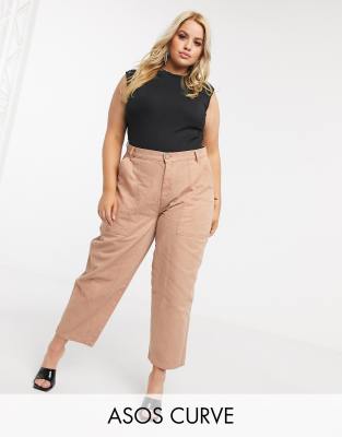 фото Терракотовые джинсы бойфренда asos design curve-красный asos curve