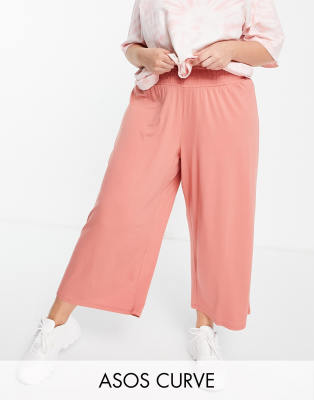 Терракотовые кюлоты с присборенной талией ASOS DESIGN Curve-Оранжевый цвет