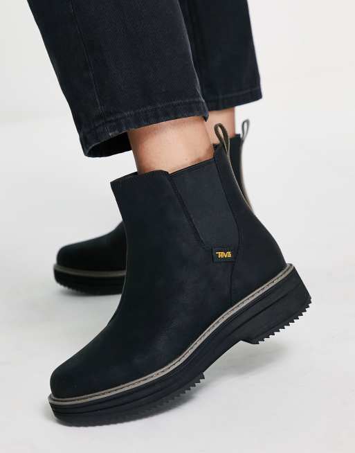 Teva flat chelsea ankle boots in black ASOS