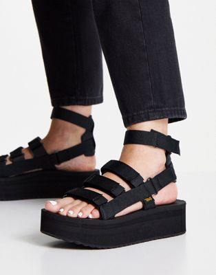 Teva Flatform Mevia chunky sandals in black | ASOS