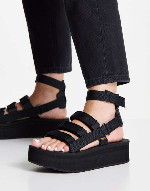 Teva black hot sale platform sandals