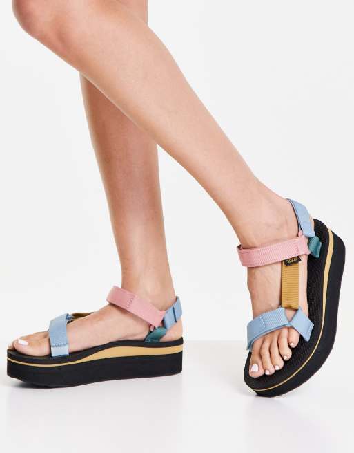 Teva Flatform Universal chunky sandals in light multi ASOS