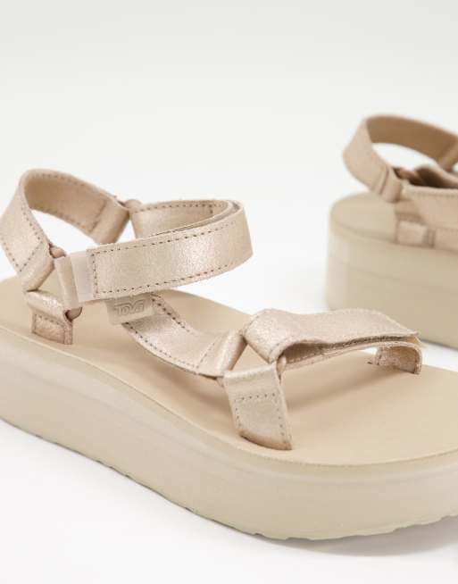 teva flatform metallic champagne