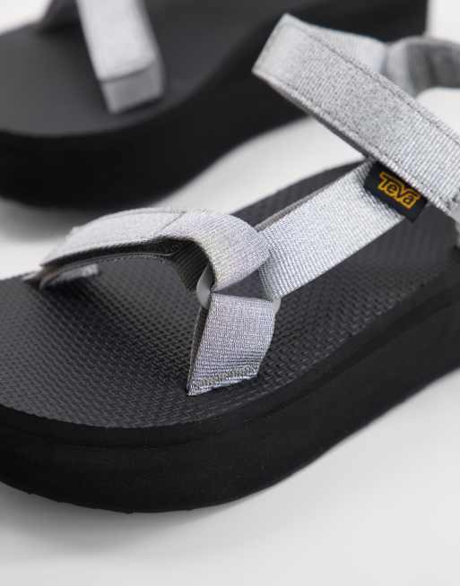 Teva Flatform Universal chunky sandals in metallic silver ASOS