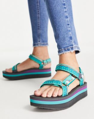 blue flatform sandals