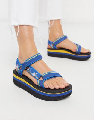 Teva flatform universal chunky sandals in unicorn blue | ASOS