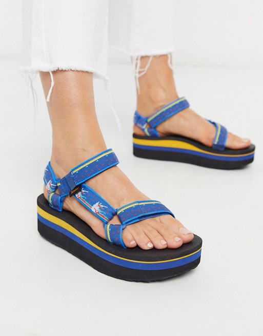 Teva flatform universal chunky sandals in unicorn blue