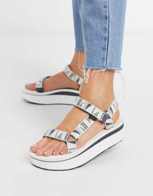 white flatform teva