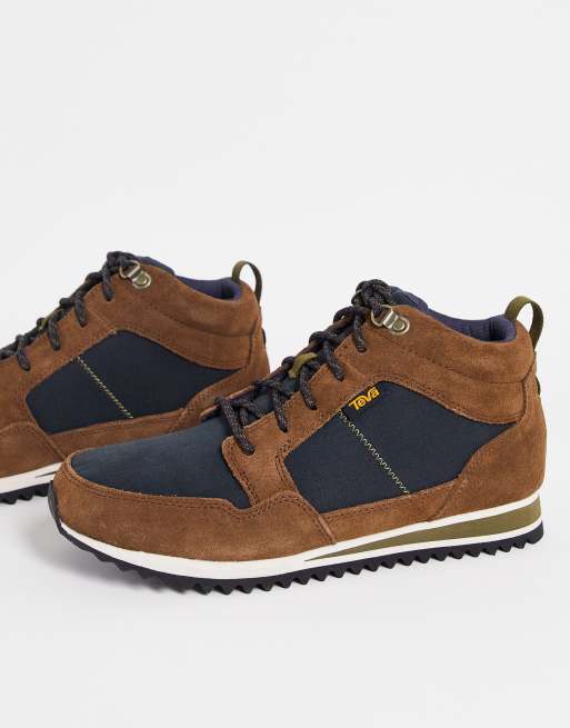 Teva Highside hiker boots in tan and navy leather ASOS