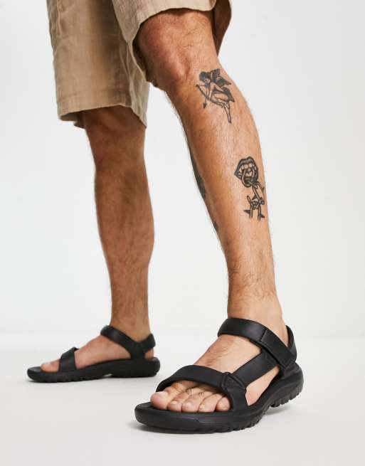 Teva Hurricane Drift eva sandals in triple black ASOS