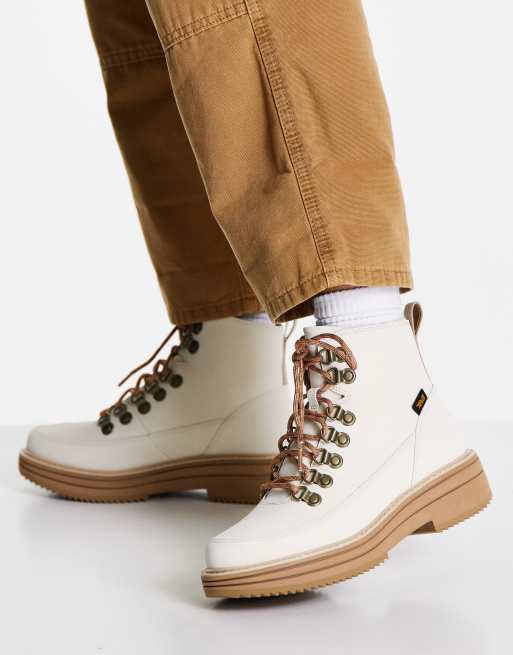 Teva lace up flat ankle hiker boots in white ASOS