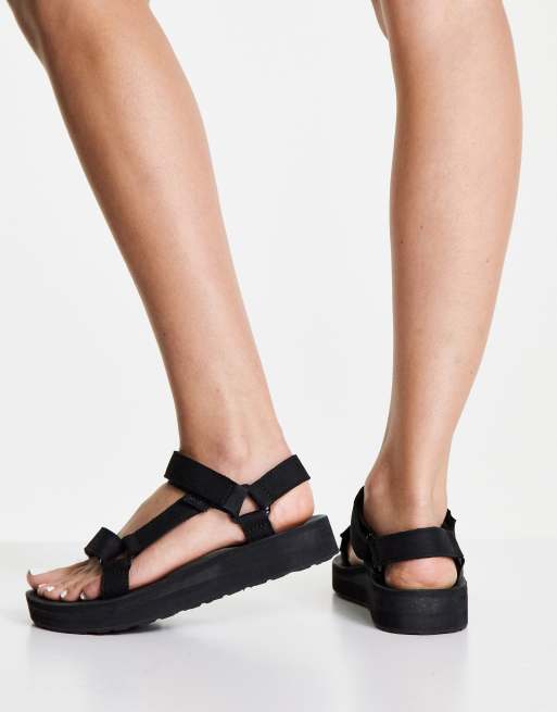 Teva Midform Universal Chunky Sandals In Black Leather Asos