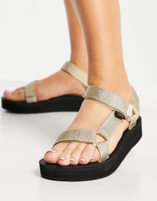 teva flatform metallic champagne