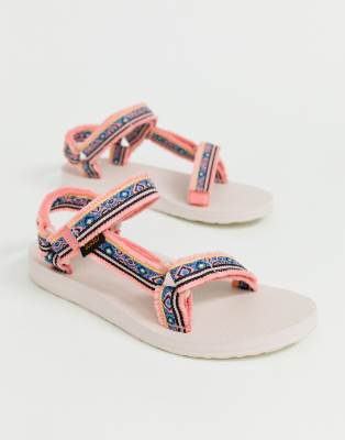 teva original universal sandals geometric pink fringe