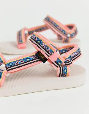 teva original universal sandals geometric pink fringe