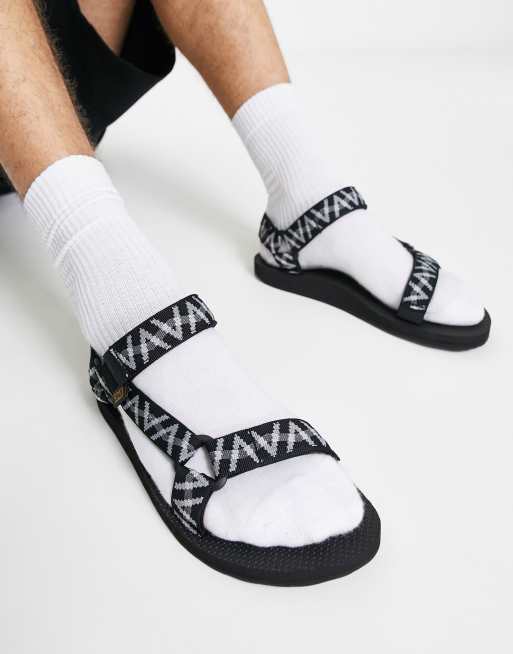 Black and discount white teva sandals