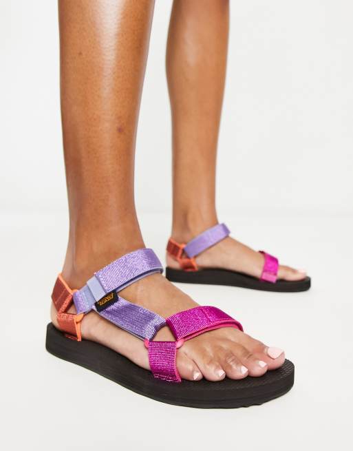 Teva Original Universal Sandals In Metallic Pink Multi Asos