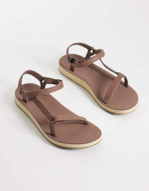 Teva Original Universal Slim Lea sandals in brown neutral