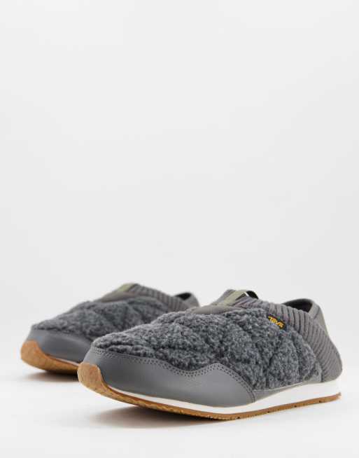 TEVA re ember moc fleece slippers in grey ASOS