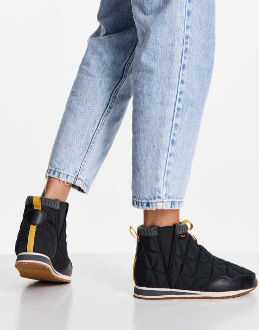 Teva Re Ember padded flat ankle boots in black ASOS