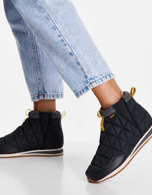 Teva Re Ember padded flat ankle boots in black ASOS