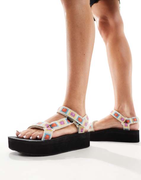 Teva Universal flatform sandals in cream crochet - view 1