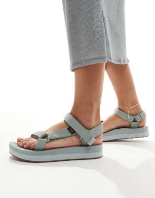  Universal midform chunky sandals in wrought iron/ pearl blue