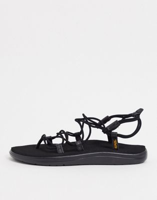 Teva Voya Infinity lace up sandals in black - ASOS Price Checker