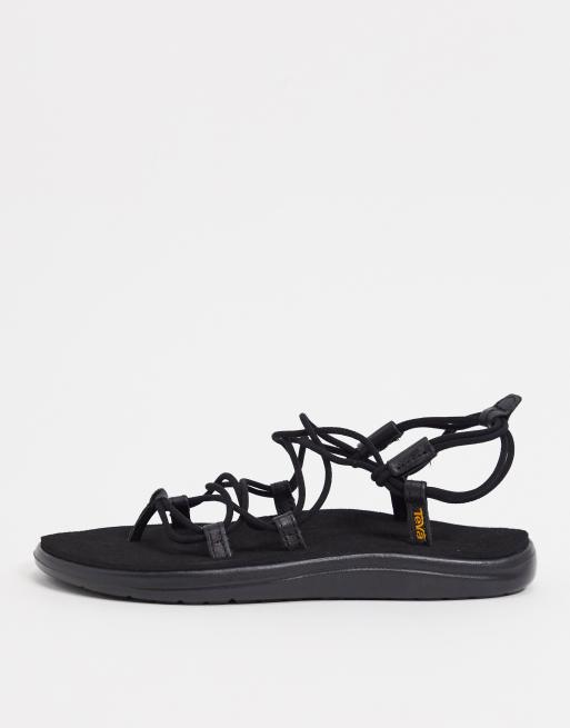 teva voya infinity lace up sandals in black