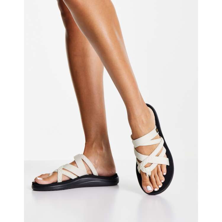 Teva Voya Zillesa strappy toe loop sandals in white ASOS