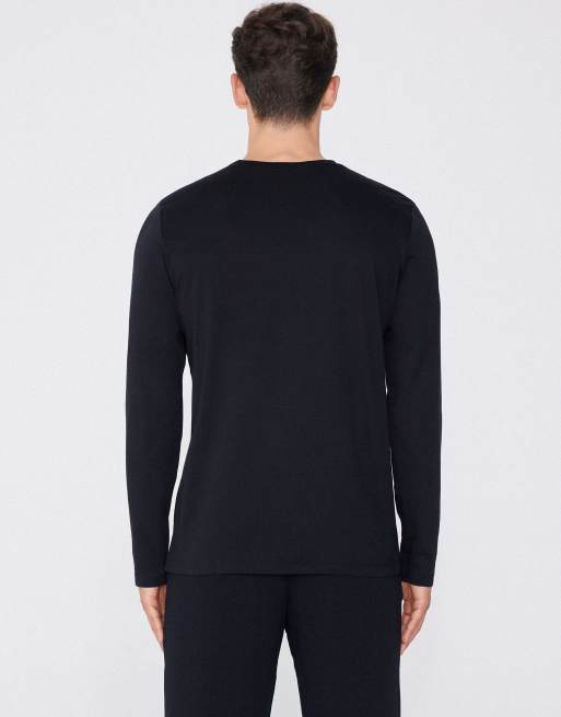 Tezenis 100% cotton long sleeve round neck top in black, 2 of 3